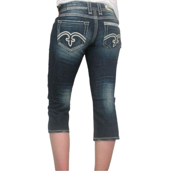 Rock Revival Alanis Capri Jeans Dark Wash FDL Y2K Denim Capri Womens Size 28 | 6 - Picture 1 of 14